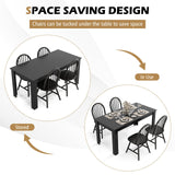 Giantex Dining Table Set for 4, Rectangular Wooden Dining Table & 4 Windsor Dining Chairs, 5 Pieces Modern Space-Saving Dinette Set for Dining Room, Kitchen, Living Room, Restaurant, Black Giantex