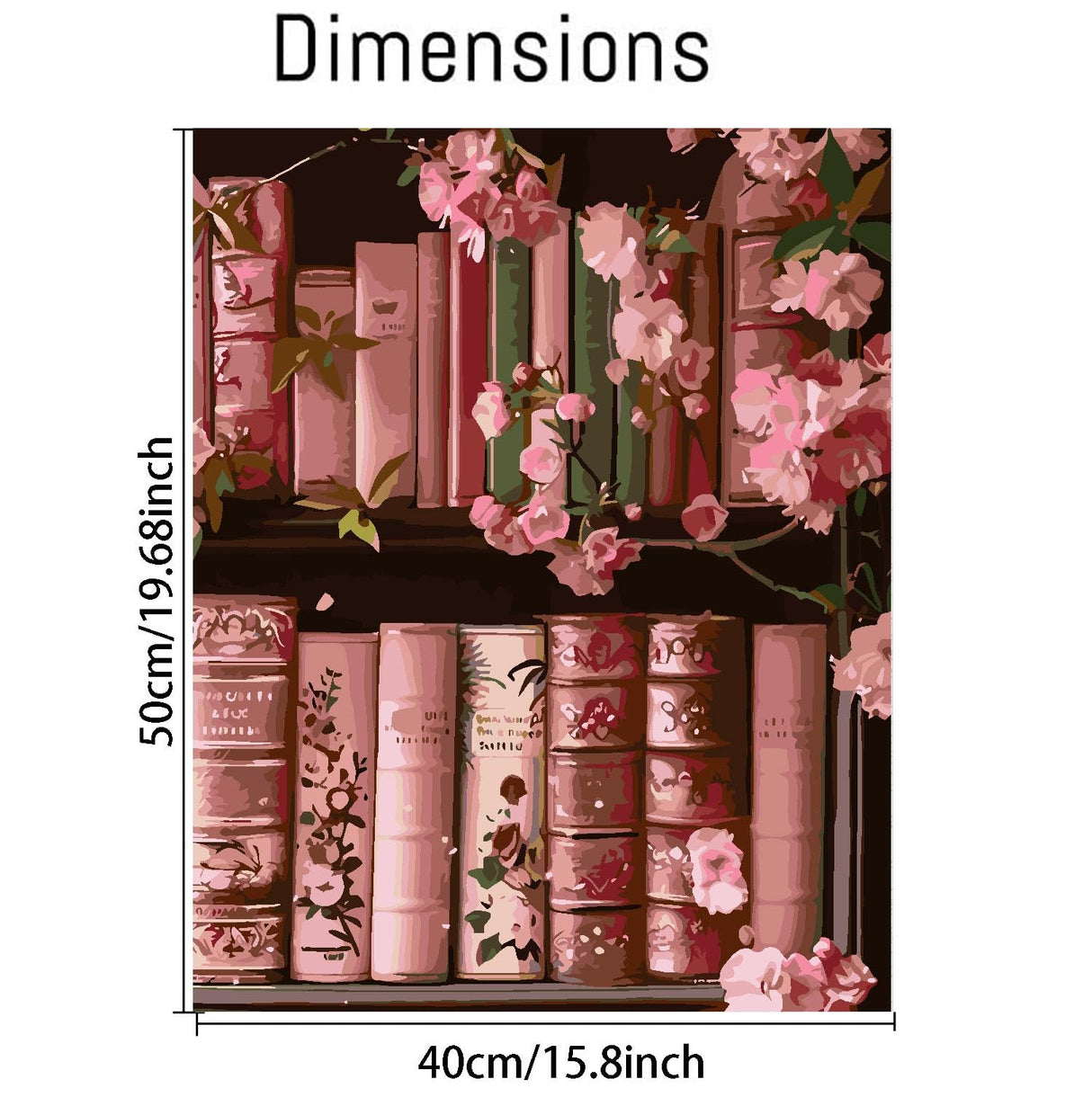 Books Paint by Numbers Kit for Adults,Bookshelf DIY Acrylic Painting Kit for Beginners Unframed,Flowers Easy Adult Paint by Number Kits on Canvas for Decor 16x20inch Canrichshop
