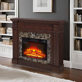 46" Large Electric Fireplace with Mantel, 40" H Tall Fireplace TV Stand, Freestanding Electric Fireplace Heater with Adjustable Flame, Remote Control Fire Place Mantel for Living Room (Walnut) PUTESTEVE