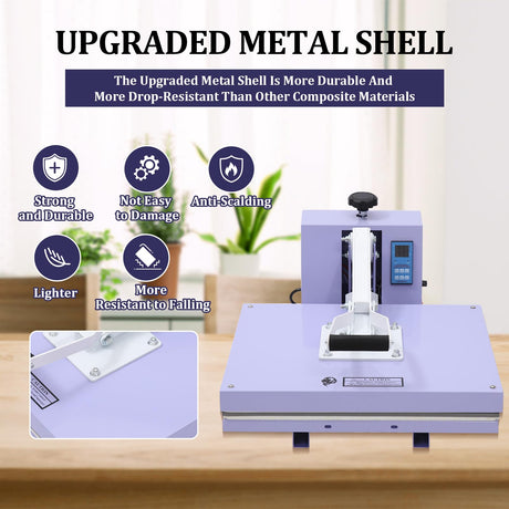 16x20 Heat Press - Professional Digital Sublimation Heat Press Machine for T-Shirts, Clothes, Canvas Bags - Adjustable Pressure, Even Heating Technology, Large Operating Panel EcoExplorer