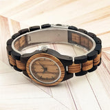 MISHIKG Women's Wooden Watch Lightweight Analog Handmade Quartz Wood Watches Brown Dial Adjusted Band with Extra Links MISHIKG