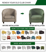 CRFATOP 2 Piece Club Chair Slipcover Stretch Barrel Chair Covers Solid Tub Chair Slipcovers Soft Armchair Covers Removable Furniture Protector Arm Chair Cover for Living Room,Green CRFATOP