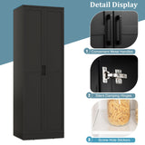 Giantex 70" Tall Wooden Storage Cabinet with 2 Doors and 5 Adjustable Shelves, Freestanding Collection Food Kitchen Pantry Cabinet Cupboard for Kitchen Bedroom Laundry Garage (Black) Giantex