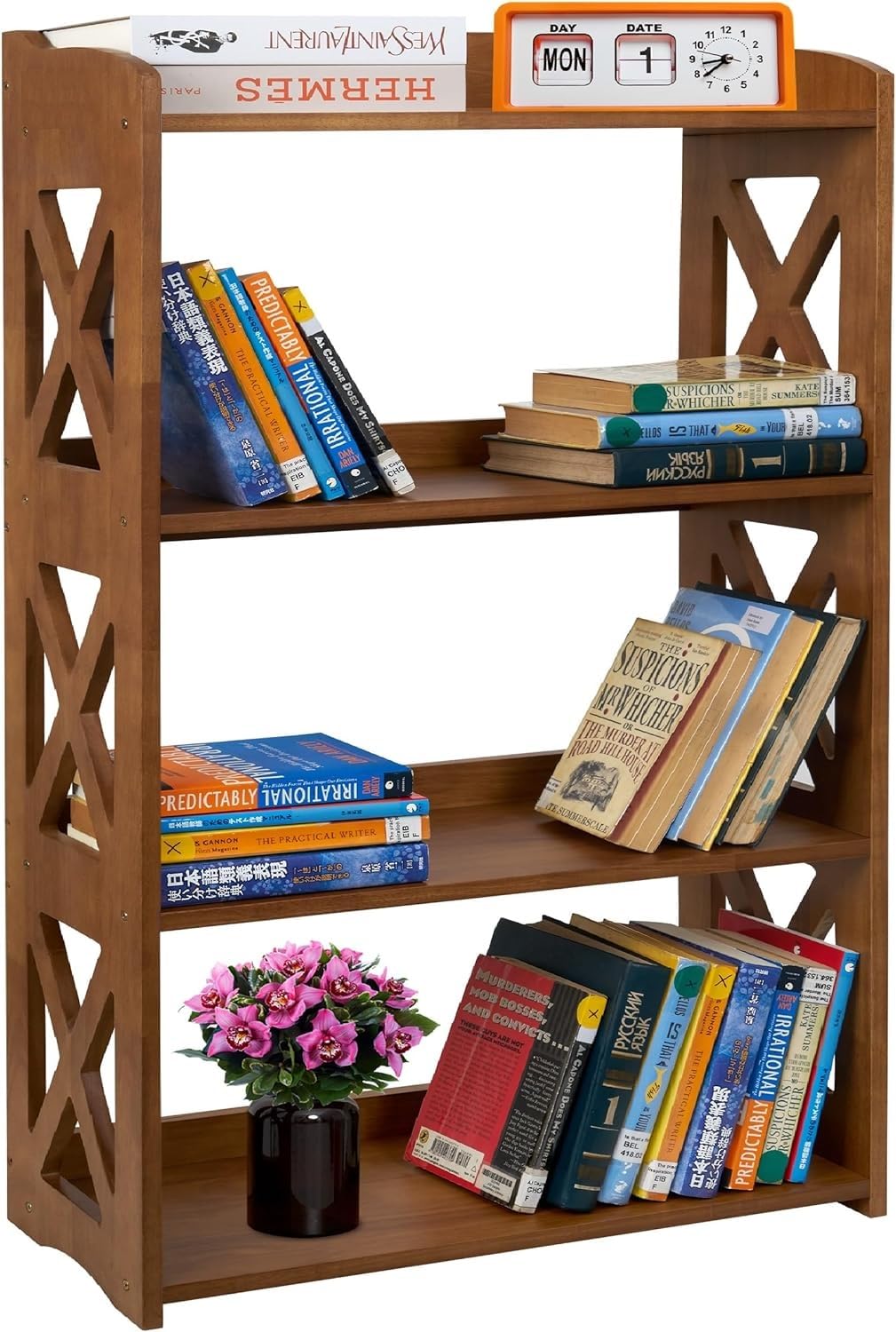 YCICI 4-Tier Modern Wooden Bookshelf - Stylish Freestanding Storage for Small Spaces YCICI