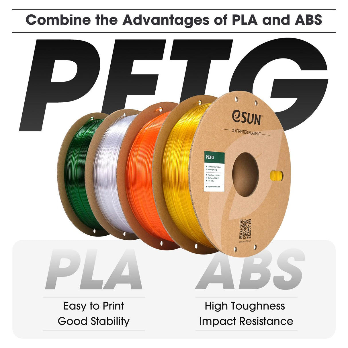 eSUN PETG Filament 1.75mm, 3D Printer Filament PETG, Dimensional Accuracy +/- 0.05mm, 1KG Spool (2.2 LBS) 3D Printing Filament for 3D Printers, Solid Purple eSUN