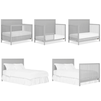 Dream On Me Dillian 5-in-1 Convertible Crib in Pebble Grey, JPMA & Greenguard Gold Certified, Crafted with New Zealand Pinewood