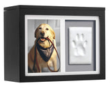 Pearhead Pet Memory Box & Urn – Solid Wood, Black Finish, Personalized Keepsake with Clay Paw-Print Kit & 4" × 6" Photo Frame – Holds Ashes, Collars, Special Toys & Memories Pearhead