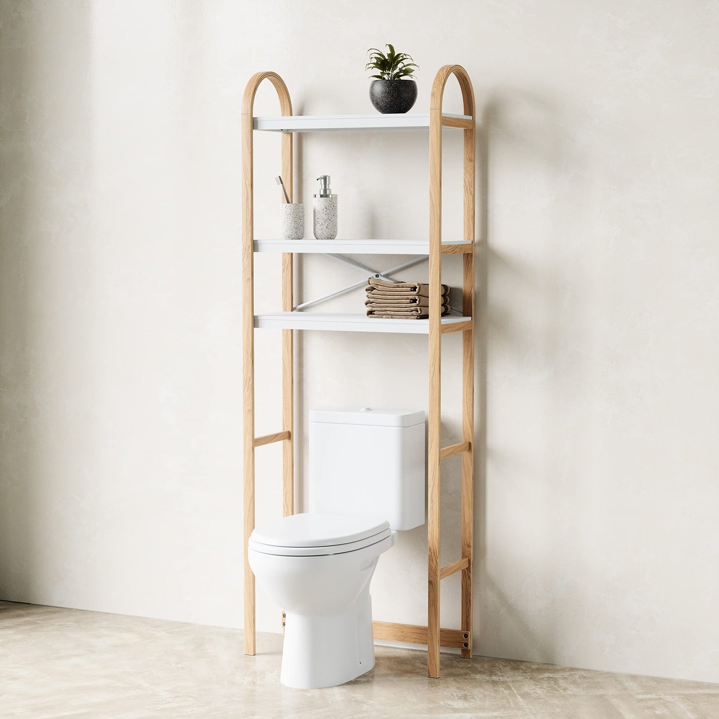 Umbra Bellwood Over The Toilet Shelf System, White/Natural