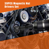 FTIHTRY 39Pcs Magnetic Nut Driver Set for Impact Drill, Metric & SAE Magnetic Impact Drill Driver Bit, 1/4" Hex Shank, Fully Magnetic Hex Nut Driver Drill Bit Master Kit FTIHTRY