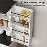 ELYKEN 72" Tall Pantry Cabinet for Kitchen, White Kitchen Storage Cabinet with Slide Out Rack & 8 Door Organizer, Farmhouse Wood Tall Freestanding Cupboard for Dining Room Living Room ELYKEN