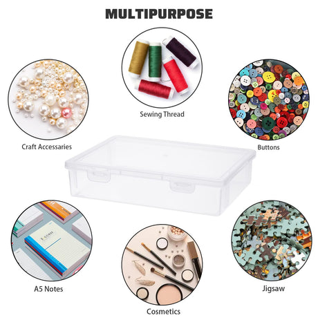 BTSKY Clear Plastic Storage Box with Flap Lid, Multipurpose Craft Organizers and Storage Box Art Supply Storage Organizer Plastic Sewing Box for Beads Pencils Notebooks, 6 Pack Small BTSKY