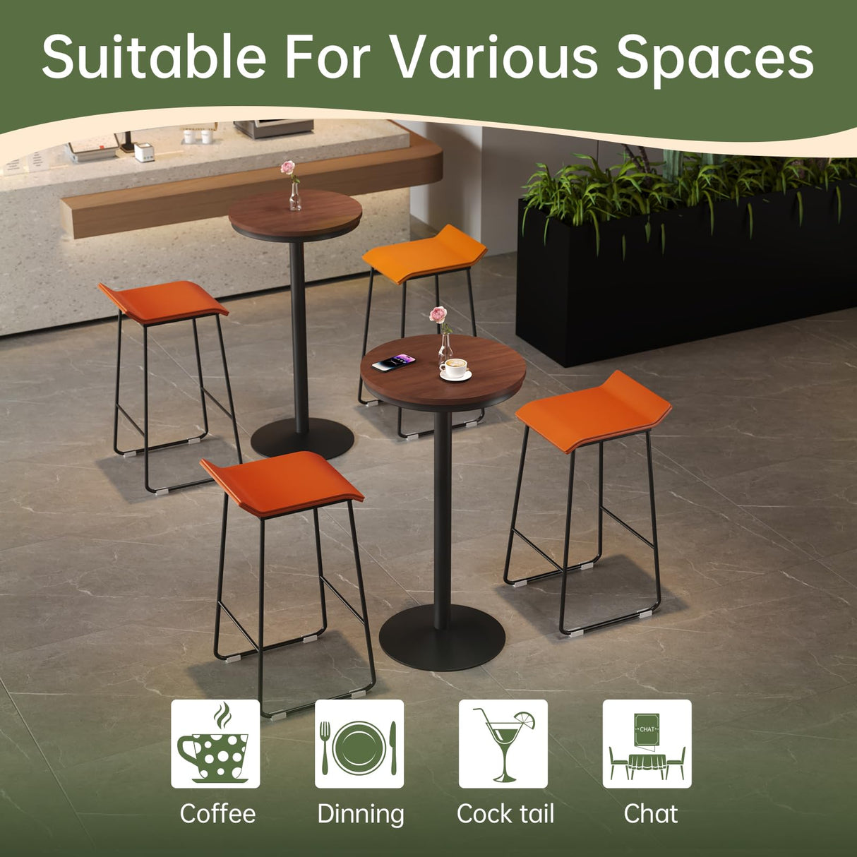 VILAVITA 42" Height Round Bar Table with Solid Wood Top and Sturdy Metal Base, Rustic Industrial Pub Table for Kitchen, Dining Room, Home, and Bistro VILAVITA