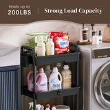 EaseSky Rolling Utility Cart with Drawer 3 Tier, Utility Storage Organizer with Plastic Shelf & Lockable Wheels Multifunctional Storage Cart for Kitchen, Bathroom, Office, Living Room, Black EaseSky