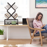 HI NINGER Folding Bookshelf,6 Tier Tree Bookshelf with Storage Cabinet,Small Bookcase Tower for Books/CDs/Movies, Floor Standing Book Shelf for Bedroom/Living Room/Home Office (Black, 6 Tier) HI NINGER