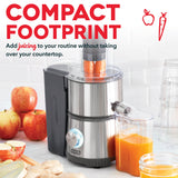 Dash Compact Centrifugal Juicer, Press Juicing Machine, 2-Speed, 2" Wide Feed Chute for Whole Fruit Vegetable, Anti-drip, Stainless Steel Sieve - Cool Grey DASH