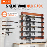 VEVOE Gun Rack, Wood Gun Rack Wall Mount, Gun Display Rack Holds 5 Rifles, Shotguns, 132 lb Heavy Duty Wall Storage Display Rifle Rack with Soft Padding VEVOR