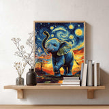 Paint by Number Animal, Elephant Paint by Numbers Kit for Adults, Starry Night Animal Painting, Little Elephant in The Twilight Poster, Home Wall Decor(16x20inch, No Frame) zouewit
