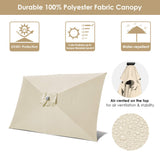 Yescom 10x6.5ft Outdoor Rectangle Solar Powered LED Lighted Patio Umbrella with Crank Tilt for Table Market Beach Pool Yescom