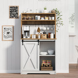 BestHaped Farmhouse Coffee Bar Cabinet with 3 Tier Storage Hutch, 56 Inch Coffee Bar with 6 Hooks, White Small Coffee Station Coffee Bar Table with Adjustable Shelves for Living Dining Room BestHaped
