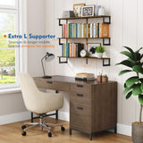 Harwaya Floating Shelves for Wall 36 Inches Long 8 Inch Deep, Large Wall Book Shelves for Bedroom, Rustic Wood Hanging Bookshelf for Living Room Office Kitchen Closet Organizers and Storage - Set of 3 Harwaya