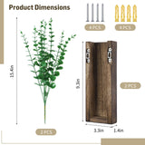 2 Pcs Wood Wall Planters,1.4''x3.3''x9.3''Farmhouse Wall Plant Pocket Vases with Artificial Eucalyptus, Fake Plants Greenery Wall Hanging Decors for Living Room, Bathroom,Bedroom,Office Decoration Lnrueg