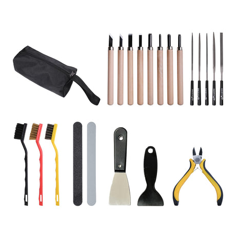 Durable & Portable 3D Printer Tools Kit, Essential 3D Printer Accessories, 21 Pcs (Knife, Brush, Sanding Stick, Wire Cutter, Spatula and More), for Removing, Smoothing, Finishing, Deburring, Carving TAICHODEER