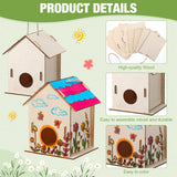 DoubleFill 12 Pcs Bulk Wooden Bird Houses Kits for Kids DIY Bird House Kit Unfinished Wood Birdhouse Wooden Crafts to Paint, Build, and DIY for Boys Girls Crafts Classroom Activity, 3 Styles DoubleFill