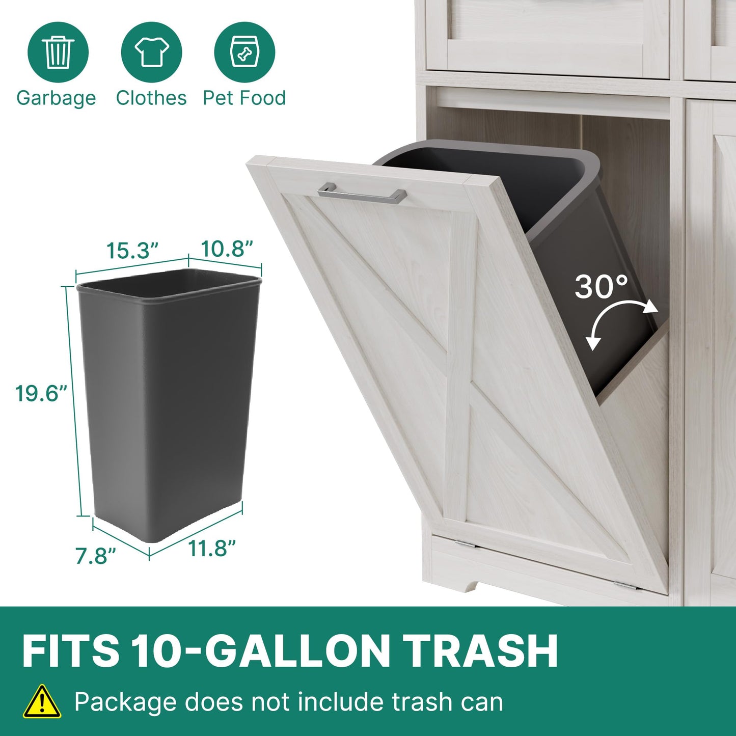 DWVO 10 Gallon Tilt Out Trash Bin Cabinet with 2 Drawers Adjustable Shelves, Kitchen Pantry Storage Cabinet with Garbage Bin Tilt Out Laundry Hamper for Kitchen, 39.4” W x 14” D x 37.4” H Off - WoodArtSupply