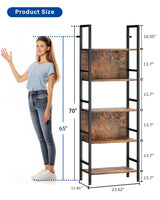 Dunatou 5 Tier Tall LED Book Shelf, 6FT Tall Standing Shelves with RGB Lights, 24'' Wide Lighted Wood Book Shelf 70 Inch Tall, Dimmable Light Up Wooden Bookcase for Bedroom Living Room Office Dunatou