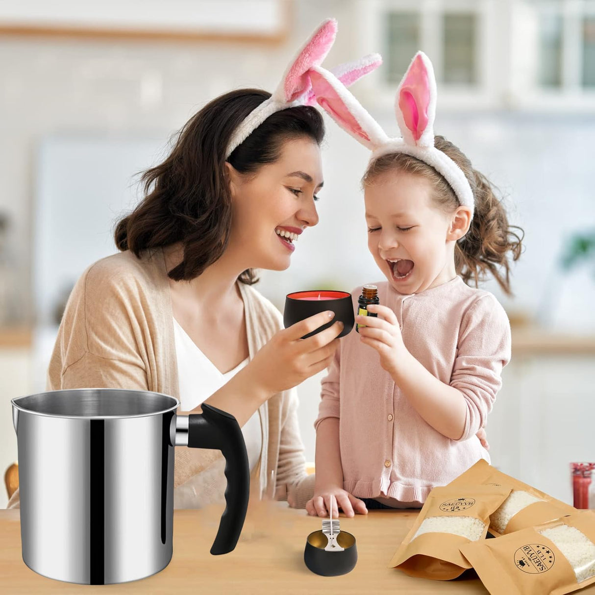 Candle Making Pouring Pot, Stainless Steel Wax Melting Pot with Heat-Resistant Handle, Double Boiler Candle Making Pitcher with Dripless Pouring Spout Design Harnico