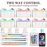 Hlivelood 6 Drawer Dresser with LED Light and Charging Station, 59" Modern Chest of Drawers for Closet, Wide Drawer Organizer Cabinet for Bedroom, Living Room, Entryway, Hallway, White Hlivelood