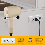 DWVO 47" W Vanity Desk with LED Light and Power Outlets, Large Makeup Vanity with Dividers and Hair Dryer Rack, 3 Level Storage Dresser Makeup Vanities Dressing Table for Bedroom, White DWVO