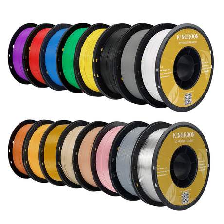 Kingroon 16KG PLA Filament Bundle 1.75mm 3D Printer Filament Multicolor Pla Filament Bulk for Most 3D Printer,1kg Spool,16 Rolls,16 Colors Kingroon