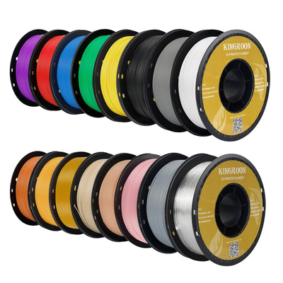Kingroon 16KG PLA Filament Bundle 1.75mm 3D Printer Filament Multicolor Pla Filament Bulk for Most 3D Printer,1kg Spool,16 Rolls,16 Colors