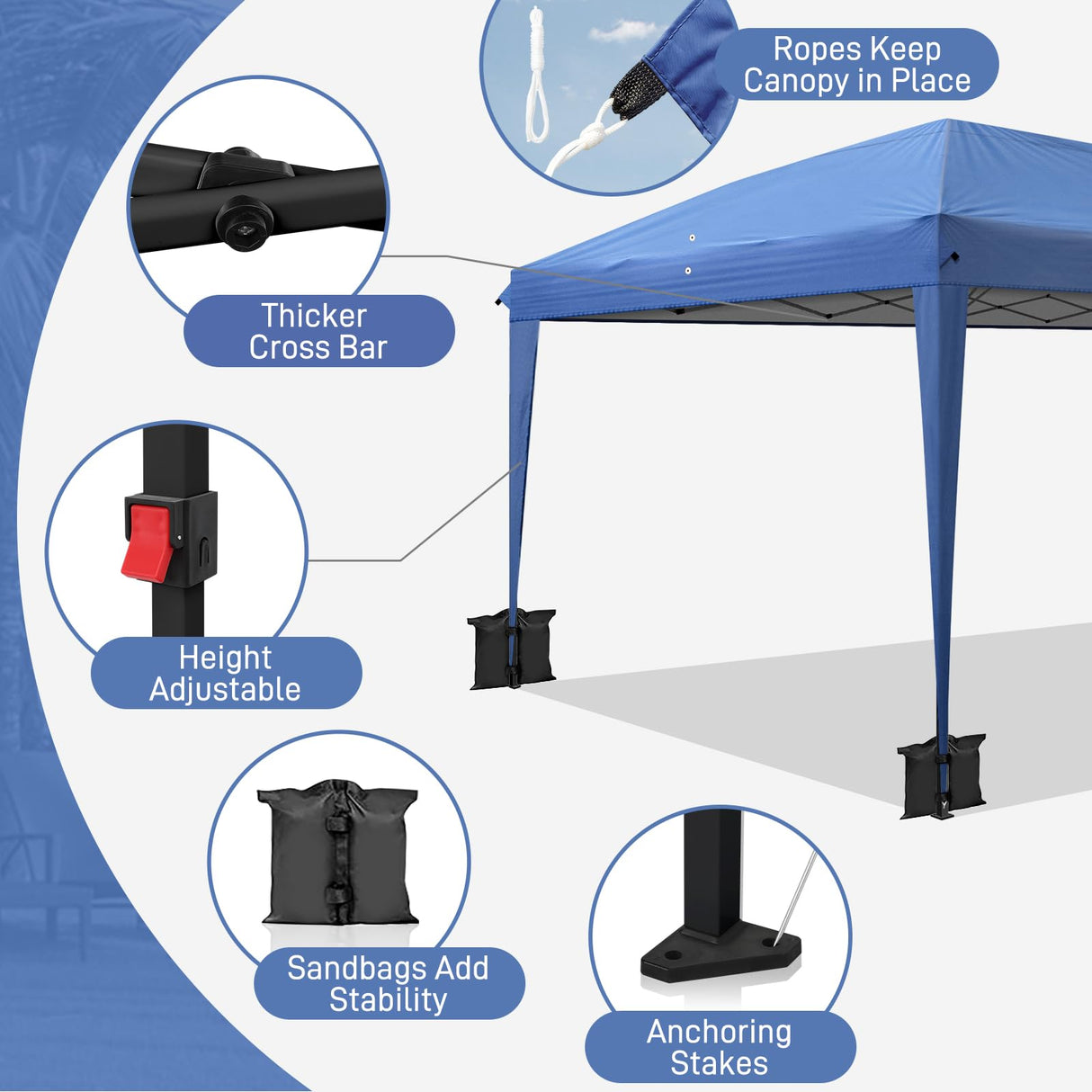 VINGLI 10x20 Pop Up Canopy Tent with Sidewalls, Outdoor Gazebo Canopy Tent, Patio Event Tents Outdoor Commercial Canopy for Parties (Blue) VINGLI