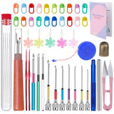 Punch Needle, 43 Pieces Punch Needle Tool and Instructions - Punch Needle Embroidery Kit with Embroidery Tools, Seam Ripper, Threader and Thimble, Needle Punch Kits for Beginners JNENERY