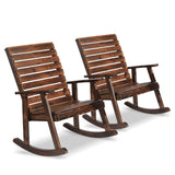 Outdoor Rocking Chairs Set of 2 - Patio Wood Rocking Chair Furniture Rustic Porch Rocker Chair for Yard, Porch, Balcony & Garden Garturects