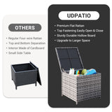 UDPATIO Outdoor Wicker Side Table with Storage Set of 2 Patio Rattan End Table Small Resin Square Container Coffee Table Backyard Pool for Furniture Covers, Toys and Gardening Tools (Grey) UDPATIO