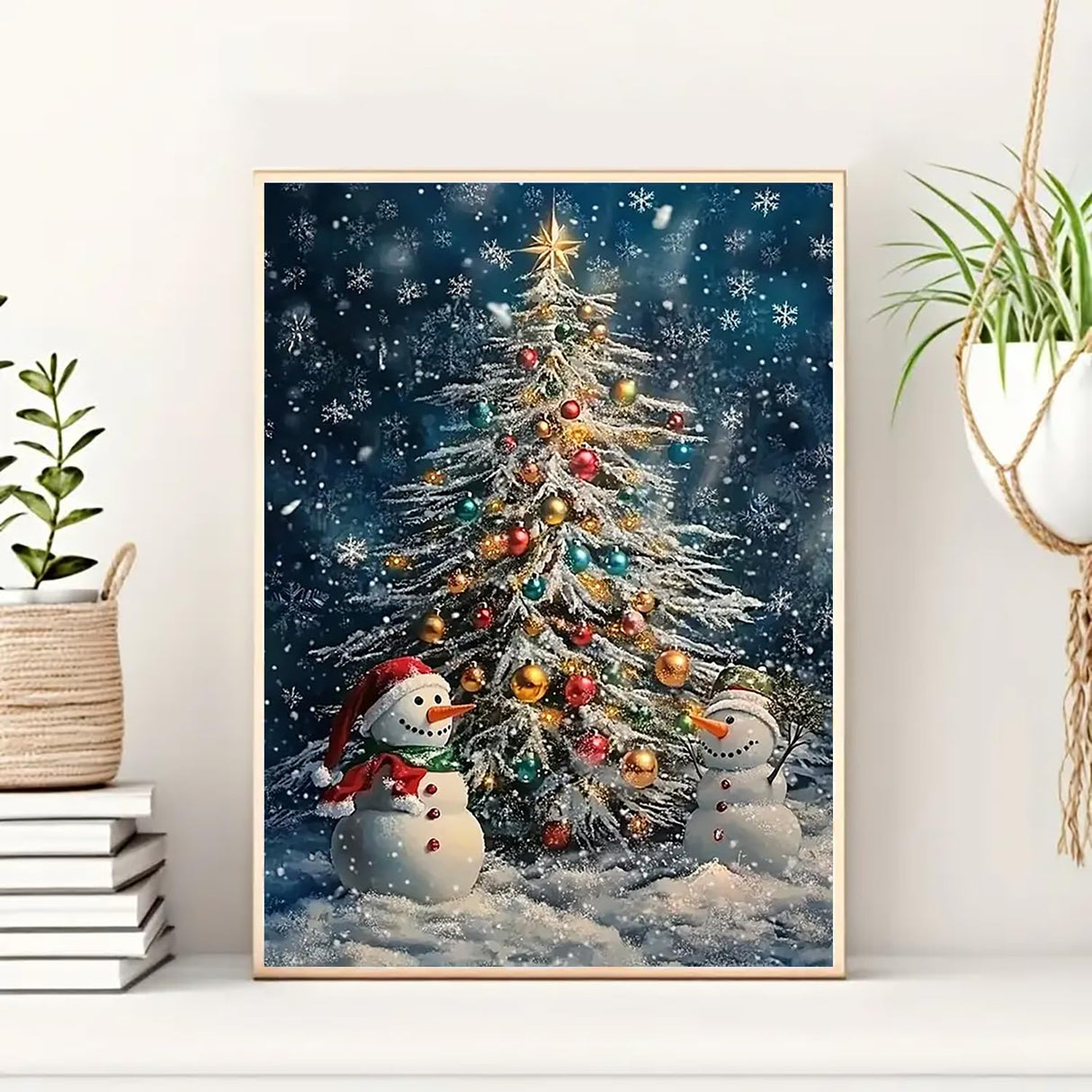 Christmas Tree Snowman Diamond Art Kits for Adults, 5D Diamond Painting Kits for Adults Beginners, DIY Full Round Drill Diamond Dot Painting Gem Art Kits for Adult, Home Wall Decor 11.8x15.7 Inch VCLKDIY