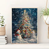 Christmas Tree Snowman Diamond Art Kits for Adults, 5D Diamond Painting Kits for Adults Beginners, DIY Full Round Drill Diamond Dot Painting Gem Art Kits for Adult, Home Wall Decor 11.8x15.7 Inch VCLKDIY