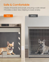 Feandrea Modern Dog Crate Furniture with Charging Station, Kennel Indoor with Flip-up Hidden Acrylic Door, for Small and Medium Dogs up to 45 lb, Side End Table, Heather Greige UPOC021G01 Feandrea