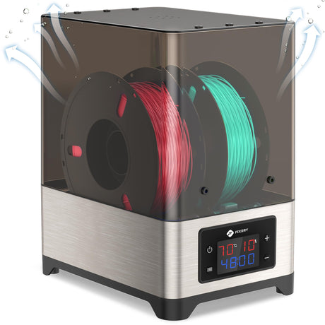 3D Printer Filament Dryer Box with Fan, 2 Spool 3D Printer Dehydrator with PTC Heater 360° Rapid Constant Heating, Auto Humidity Control, Compatible with Nylon PLA PETG ABS TPU FIXDRY