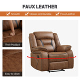 EBELLO Faux Leather Manual Recliner Chair, Modern Design Single Reclining Sofa Chair with Comfortable Armrest and Backrest, Furniture for Living Room, Bedroom, Brown EBELLO