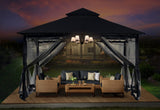 ABCCANOPY Gazebos for Patios 10x12 - Outdoor Steel Frame Gazebo with Mosquito Netting for Lawn Backyard Garden Deck (Black) ABCCANOPY