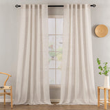 MIULEE Natural White Linen Curtains 108 Inches Long for Bedroom Living Room, Soft Thick Linen Textured Window Drapes Semi Sheer Light Filtering Rod Pocket Back Tab Cream Ivory Modern Look, 2 Panels MIULEE