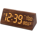 DreamSky Wooden Digital Alarm Clock for Bedroom - 7.7" Electric Clocks with USB Port, Large Numbers, Temperature, 0-100% Brightness Dimmer, Adjustable Alarm Volume, Snooze, 12/24H DreamSky