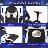 Gaming Chair Computer Chair with Footrest and Massage Lumbar Support, Height Adjustable Game Chair Video Game Chair High Back Reclining Computer Chair with 360°-Swivel Chair for Adults, White Generic