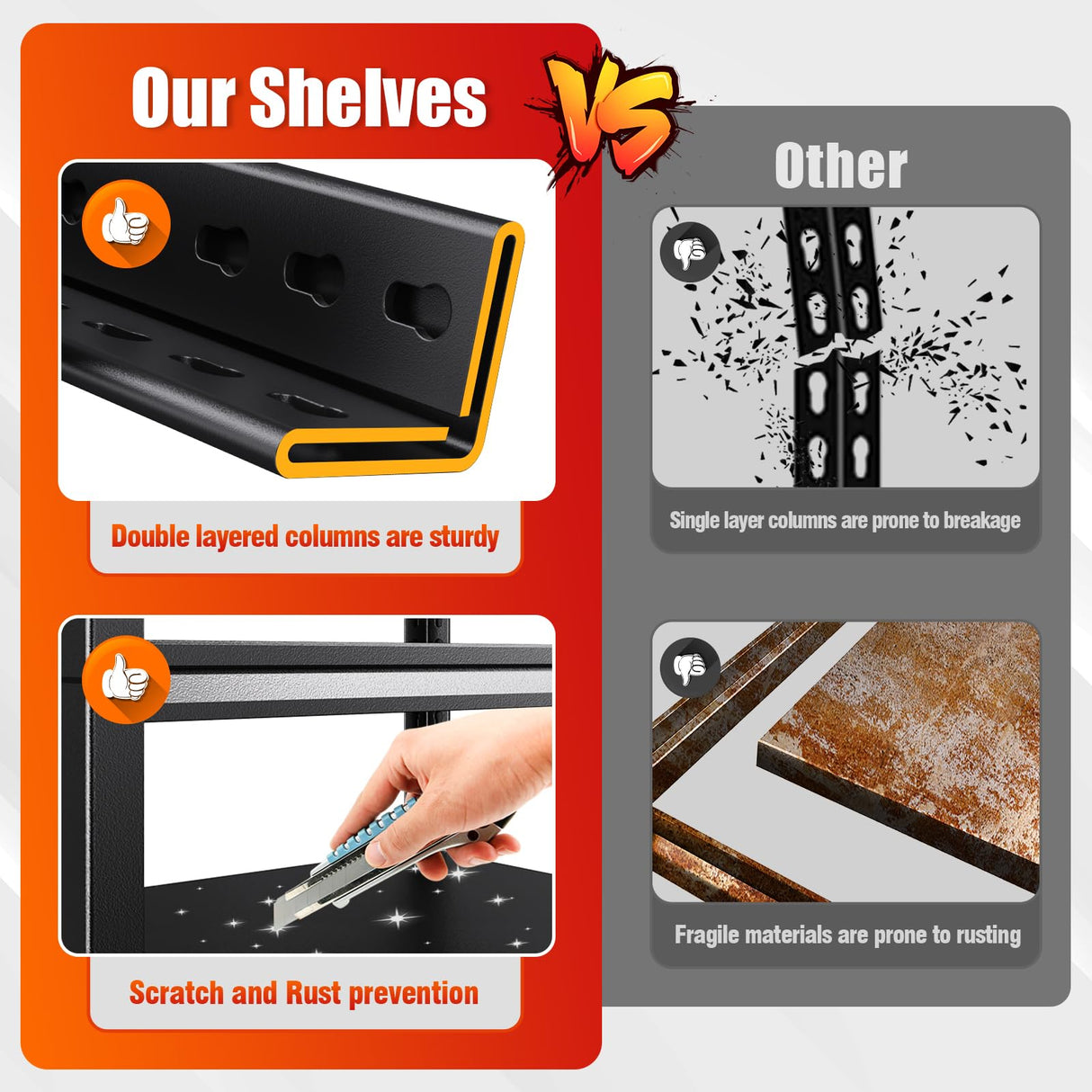 72"/59"W Garage Shelving Heavy Duty, 3000LBS Garage Storage Shelves, Adjustable Metal Shelving Unit, Easy Assembly Utility Storage Rack Shelf for Basement, Warehouse, Pantry (72"H*59"W*20"D) TXTDPL