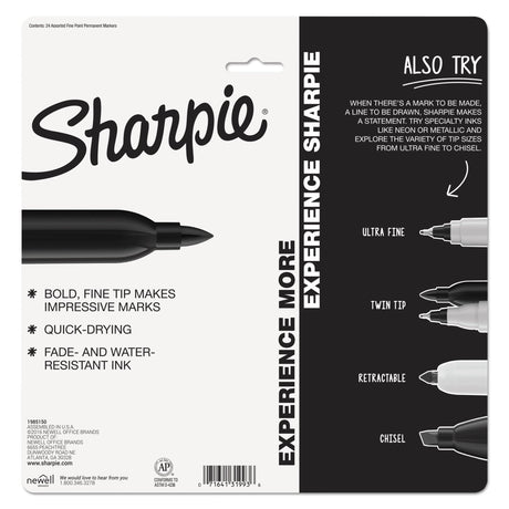 Sharpie Electro Pop Permanent Markers, Fine Tip, Marker Set, Assorted Colors, 24 Count - Coloring, Drawing, Art, Markers, Writing Sharpie