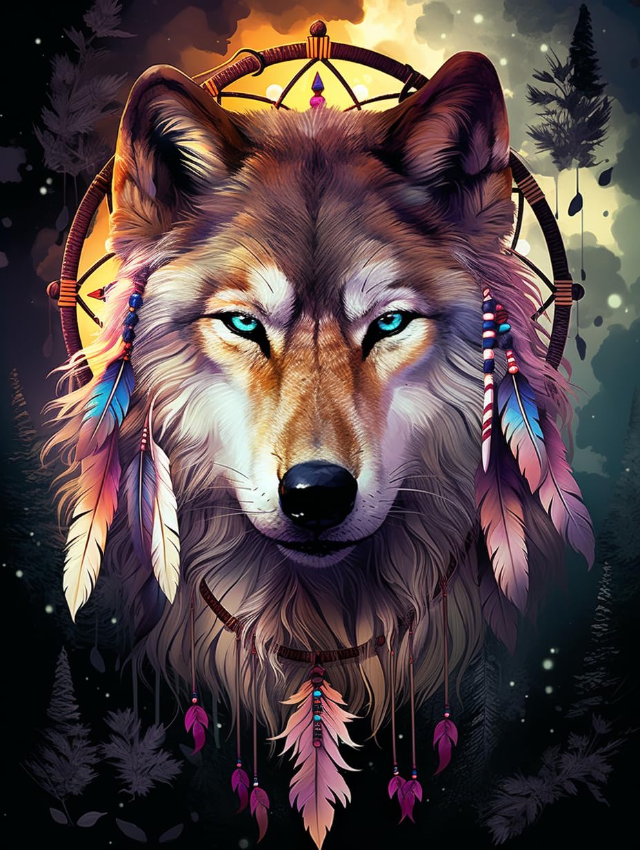 Eiflow Diamond Craft Painting Art Kits for Adults Wolf, Paint by Diamond Gem Art Kits Full Drill Embroidery Mosaic Making (12"x16") Eiflow